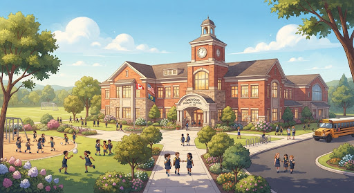 School building illustration